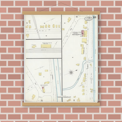 Old map wall art mockup — magnetic wood frame on brick wall — Sanborn Fire Insurance Map from Ilion, Herkimer County, New York (1897), Sheet #0010