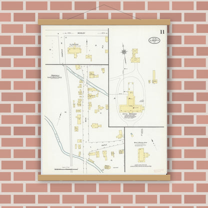 Old map wall art mockup — magnetic wood frame on brick wall — Sanborn Fire Insurance Map from Liberty, Sullivan County, New York (1911), Sheet #0011