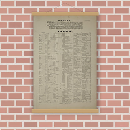 Old map wall art mockup — magnetic wood frame on brick wall — Sanborn Fire Insurance Map from Cleveland, Cuyahoga County, Ohio (1886), Sheet #0001