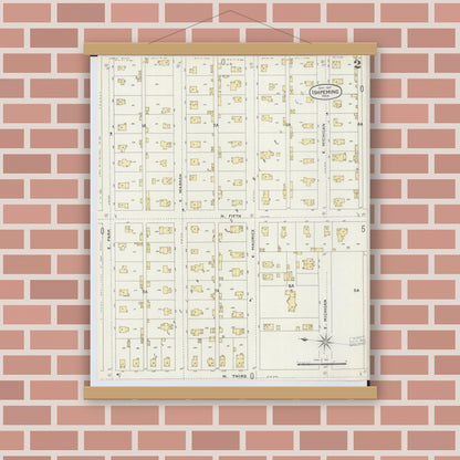 Old map wall art mockup — magnetic wood frame on brick wall — Sanborn Fire Insurance Map from Ishpeming, Marquette County, Michigan (1897), Sheet #0002