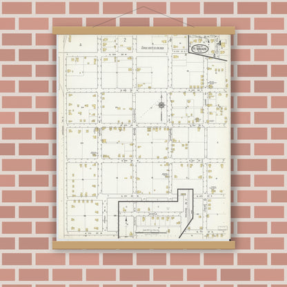 Old map wall art mockup — magnetic wood frame on brick wall — Sanborn Fire Insurance Map from Fort Meade, Polk County, Florida (1917), Sheet #0004