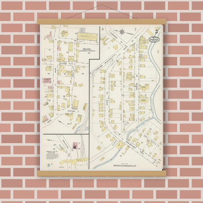 Old map wall art mockup — magnetic wood frame on brick wall — Sanborn Fire Insurance Map from Oakdale, Allegheny County, Pennsylvania (1915), Sheet #0005