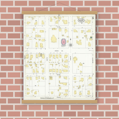 Old map wall art mockup — magnetic wood frame on brick wall — Sanborn Fire Insurance Map from Orange, Orange County, Texas (1909), Sheet #0005