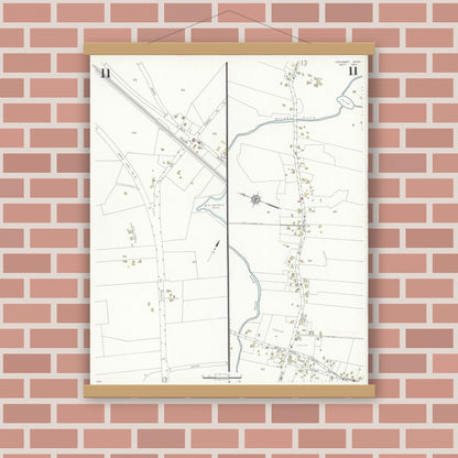 Old map wall art mockup — magnetic wood frame on brick wall — Sanborn Fire Insurance Map from Cohasset, Norfolk County, Massachusetts (1935), Sheet #0011