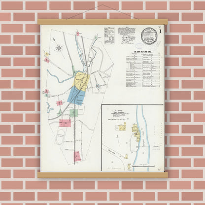 Old map wall art mockup — magnetic wood frame on brick wall — Sanborn Fire Insurance Map from Chatham, Columbia County, New York (1898) - Complete Map Set
