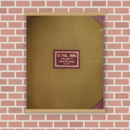 Old map wall art mockup — magnetic wood frame on brick wall — Sanborn Fire Insurance Map from Saint Paul, Ramsey County, Minnesota (1950), Sheet #0001