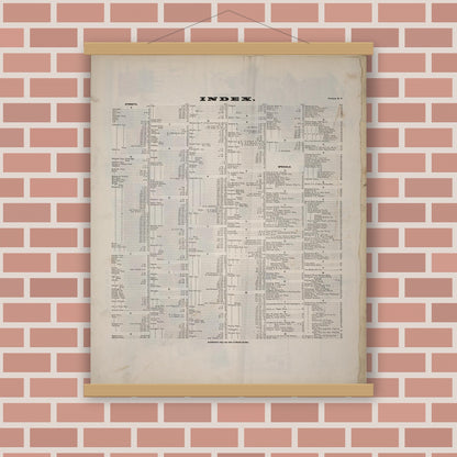 Old map wall art mockup — magnetic wood frame on brick wall — Sanborn Fire Insurance Map from Yonkers, Westchester County, New York (1898), Sheet #0001