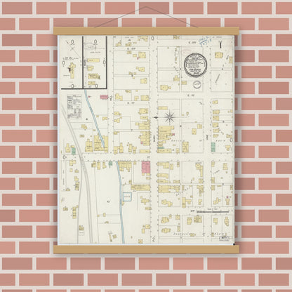 Old map wall art mockup — magnetic wood frame on brick wall — Sanborn Fire Insurance Map from Van Buren, Grant County, Indiana (1898) - Complete Map Set