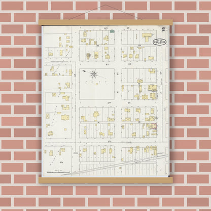 Old map wall art mockup — magnetic wood frame on brick wall — Sanborn Fire Insurance Map from Onalaska, La Crosse County, Wisconsin (1894), Sheet #0002