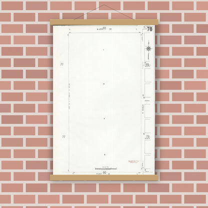 Old map wall art mockup — magnetic wood frame on brick wall — Sanborn Fire Insurance Map from Chicago, Cook County, Illinois (1920), Sheet #0078