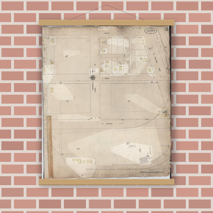 Old map wall art mockup — magnetic wood frame on brick wall — Sanborn Fire Insurance Map from Calexico, Imperial County, California (1956), Sheet #0003