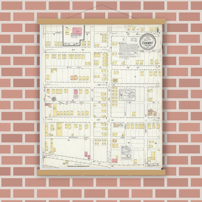 Old map wall art mockup — magnetic wood frame on brick wall — Sanborn Fire Insurance Map from Conway, Beaver County, Pennsylvania (1916) - Complete Map Set