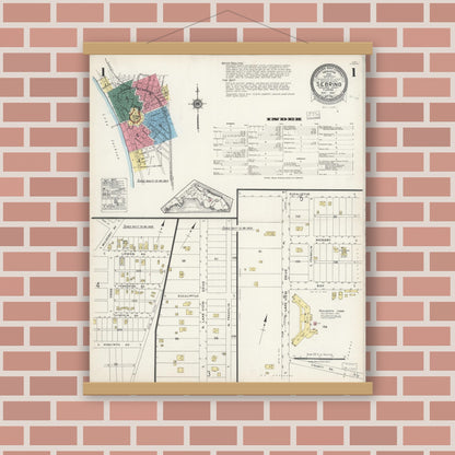 Old map wall art mockup — magnetic wood frame on brick wall — Sanborn Fire Insurance Map from Sebring, Highlands County, Florida (1924) - Complete Map Set