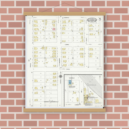 Old map wall art mockup — magnetic wood frame on brick wall — Sanborn Fire Insurance Map from Chicago Junction, Huron County, Ohio (1911), Sheet #0007