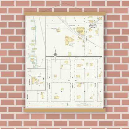 Old map wall art mockup — magnetic wood frame on brick wall — Sanborn Fire Insurance Map from Mount Dora, Lake County, Florida (1912), Sheet #0002