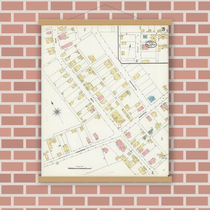Old map wall art mockup — magnetic wood frame on brick wall — Sanborn Fire Insurance Map from Alliance, Northampton County, Pennsylvania (1904), Sheet #0003
