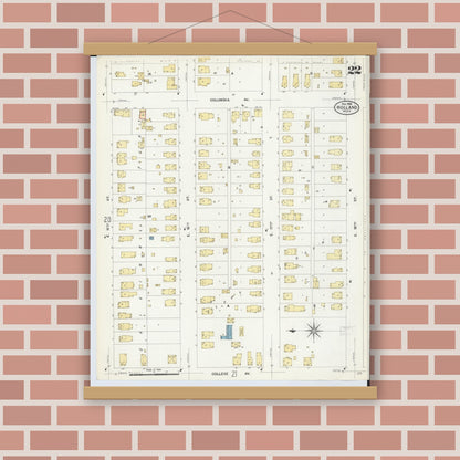 Old map wall art mockup — magnetic wood frame on brick wall — Sanborn Fire Insurance Map from Holland, Ottawa County, Michigan (1908), Sheet #0022