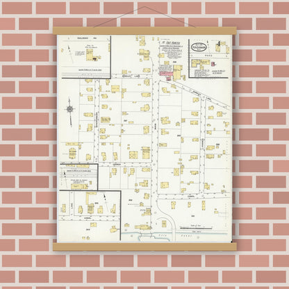 Old map wall art mockup — magnetic wood frame on brick wall — Sanborn Fire Insurance Map from Hagaman, Montgomery County, New York (1911), Sheet #0004