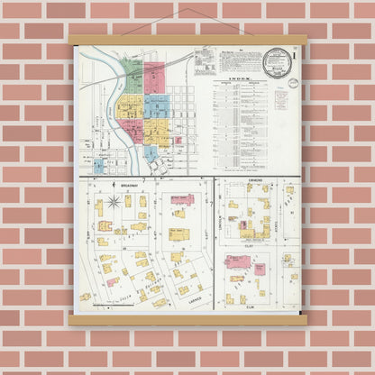 Old map wall art mockup — magnetic wood frame on brick wall — Sanborn Fire Insurance Map from Niles, Berrien County, Michigan (1900) - Complete Map Set