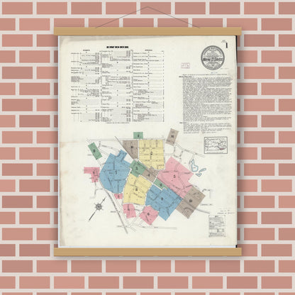 Old map wall art mockup — magnetic wood frame on brick wall — Sanborn Fire Insurance Map from Wayne, Delaware County, Pennsylvania (1914) - Complete Map Set