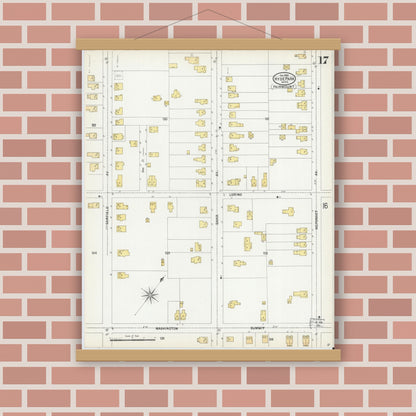Old map wall art mockup — magnetic wood frame on brick wall — Sanborn Fire Insurance Map from Hyde Park, Norfolk County, Massachusetts (1900), Sheet #0017