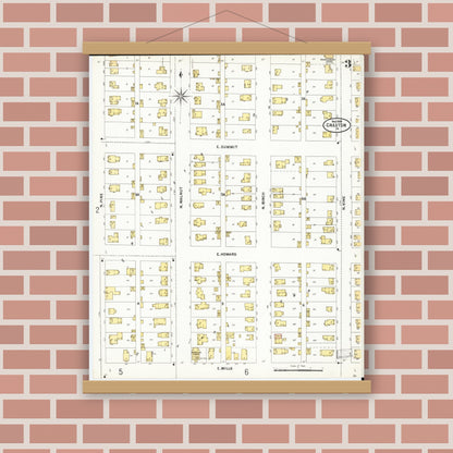 Old map wall art mockup — magnetic wood frame on brick wall — Sanborn Fire Insurance Map from Creston, Union County, Iowa (1899), Sheet #0003