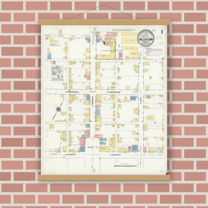 Old map wall art mockup — magnetic wood frame on brick wall — Sanborn Fire Insurance Map from Millerstown, Perry County, Pennsylvania (1911) - Complete Map Set