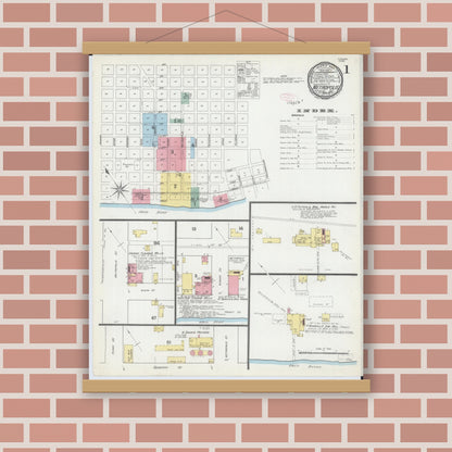 Old map wall art mockup — magnetic wood frame on brick wall — Sanborn Fire Insurance Map from Metropolis, Massac County, Illinois (1892) - Complete Map Set