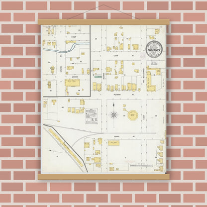 Old map wall art mockup — magnetic wood frame on brick wall — Sanborn Fire Insurance Map from Pablo Beach, Duval County, Florida (1903), Sheet #0001