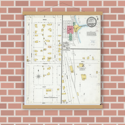 Old map wall art mockup — magnetic wood frame on brick wall — Sanborn Fire Insurance Map from Harbor Beach, Huron County, Michigan (1900) - Complete Map Set