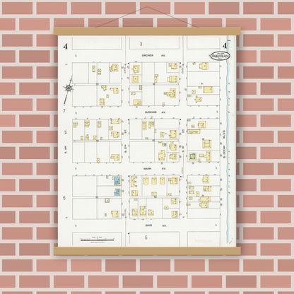 Old map wall art mockup — magnetic wood frame on brick wall — Sanborn Fire Insurance Map from Pablo Beach, Duval County, Florida (1924), Sheet #0004