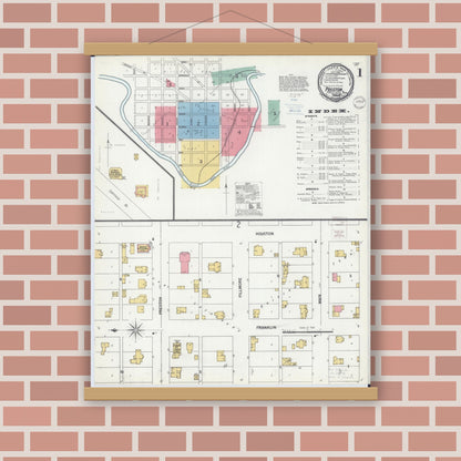 Old map wall art mockup — magnetic wood frame on brick wall — Sanborn Fire Insurance Map from Preston, Fillmore County, Minnesota (1900) - Complete Map Set