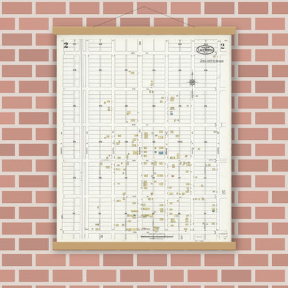Old map wall art mockup — magnetic wood frame on brick wall — Sanborn Fire Insurance Map from Lake Worth, Palm Beach County, Florida (1924), Sheet #0002
