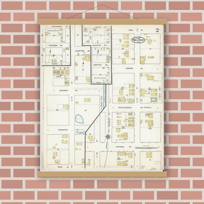 Old map wall art mockup — magnetic wood frame on brick wall — Sanborn Fire Insurance Map from Pablo Beach, Duval County, Florida (1917), Sheet #0002