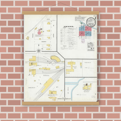 Old map wall art mockup — magnetic wood frame on brick wall — Sanborn Fire Insurance Map from Sanford, Seminole County, Florida (1901) - Complete Map Set