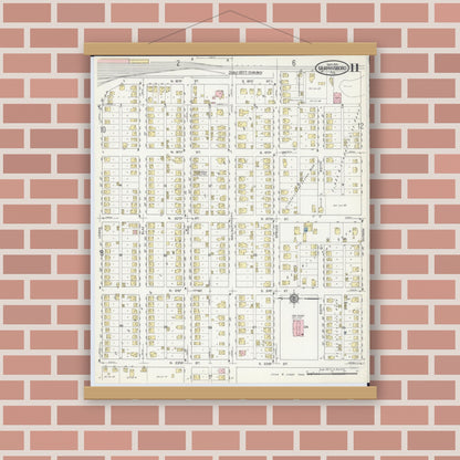 Old map wall art mockup — magnetic wood frame on brick wall — Sanborn Fire Insurance Map from Murphysboro, Jackson County, Illinois (1914), Sheet #0011