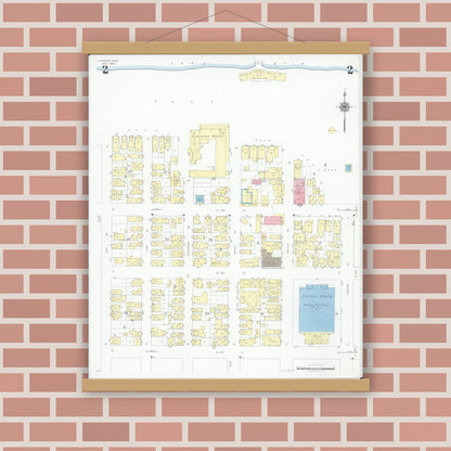Old map wall art mockup — magnetic wood frame on brick wall — Sanborn Fire Insurance Map from Lakeside, Ottawa County, Ohio (1946), Sheet #0002