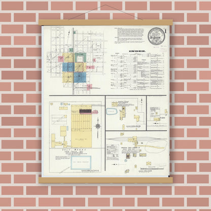 Old map wall art mockup — magnetic wood frame on brick wall — Sanborn Fire Insurance Map from Du Quoin, Perry County, Illinois (1910) - Complete Map Set