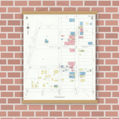 Old map wall art mockup — magnetic wood frame on brick wall — Sanborn Fire Insurance Map from Dania, Broward County, Florida (1934), Sheet #0003