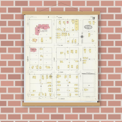 Old map wall art mockup — magnetic wood frame on brick wall — Sanborn Fire Insurance Map from Boyne City, Charlevoix County, Michigan (1911), Sheet #0011