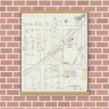 Old map wall art mockup — magnetic wood frame on brick wall — Sanborn Fire Insurance Map from Owatonna, Steele County, Minnesota (1894), Sheet #0010