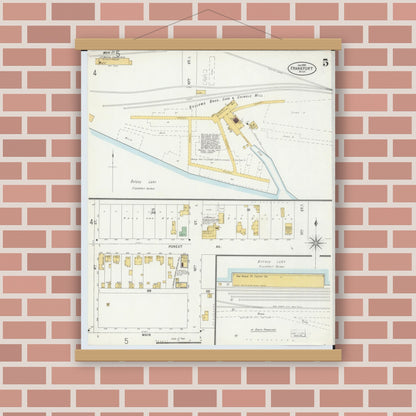 Old map wall art mockup — magnetic wood frame on brick wall — Sanborn Fire Insurance Map from Frankfort, Benzie County, Michigan (1899), Sheet #0005