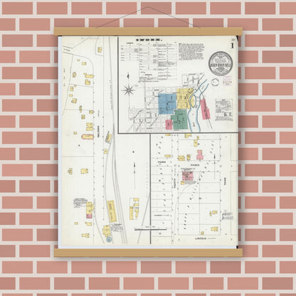 Old map wall art mockup — magnetic wood frame on brick wall — Sanborn Fire Insurance Map from Black River Falls, Jackson County, Wisconsin (1902) - Complete Map Set