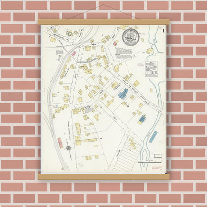 Old map wall art mockup — magnetic wood frame on brick wall — Sanborn Fire Insurance Map from Sparkill, Rockland County, New York (1910) - Complete Map Set