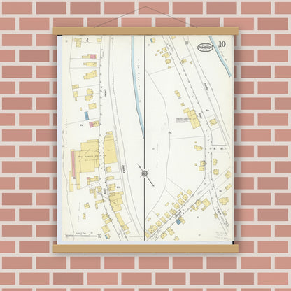 Old map wall art mockup — magnetic wood frame on brick wall — Sanborn Fire Insurance Map from Pomeroy, Meigs County, Ohio (1916), Sheet #0010