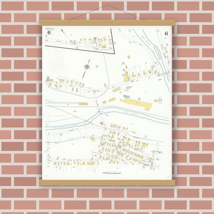 Old map wall art mockup — magnetic wood frame on brick wall — Sanborn Fire Insurance Map from Galeton, Potter County, Pennsylvania (1933), Sheet #0006