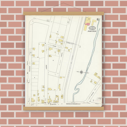 Old map wall art mockup — magnetic wood frame on brick wall — Sanborn Fire Insurance Map from Saugus, Essex County, Massachusetts (1913), Sheet #0006