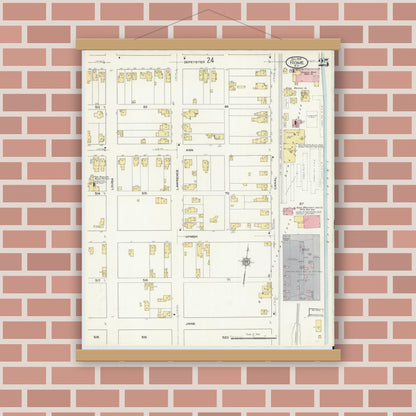 Old map wall art mockup — magnetic wood frame on brick wall — Sanborn Fire Insurance Map from Rome, Oneida County, New York (1909), Sheet #0025