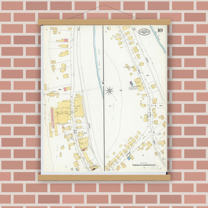 Old map wall art mockup — magnetic wood frame on brick wall — Sanborn Fire Insurance Map from Pomeroy, Meigs County, Ohio (1908), Sheet #0010