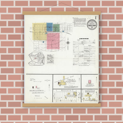Old map wall art mockup — magnetic wood frame on brick wall — Sanborn Fire Insurance Map from Santa Anna, Coleman County, Texas (1921) - Complete Map Set